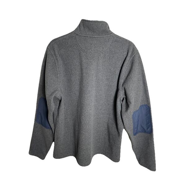 L.L. Bean Allagash Fleece Henley Men’s Medium Gray Elbow Patched Snap Mock - Picture 2 of 9